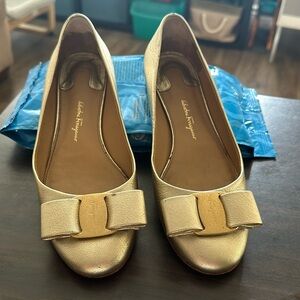 Ferragamo Gold Flats